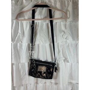 Coach Poppy Black Leather Crossbody Bag Handbag **cracked label**